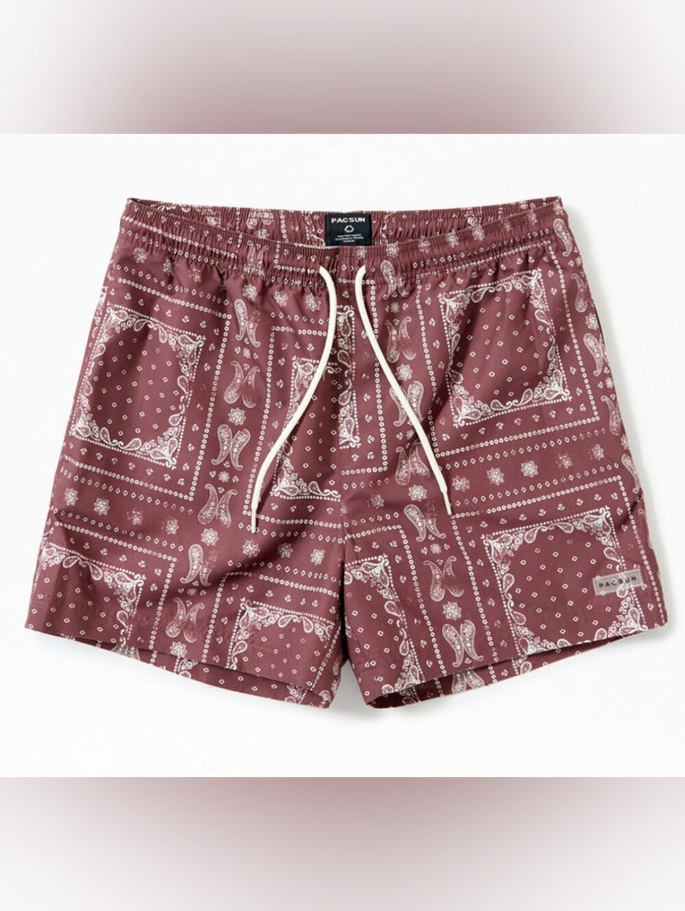 Pacsun Bandana Block 4.5" Swim Trunks Brown Men's Size Medium